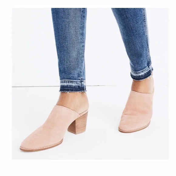 Madewell Harper Pink Suede Stacked Mules - Picture 9 of 9